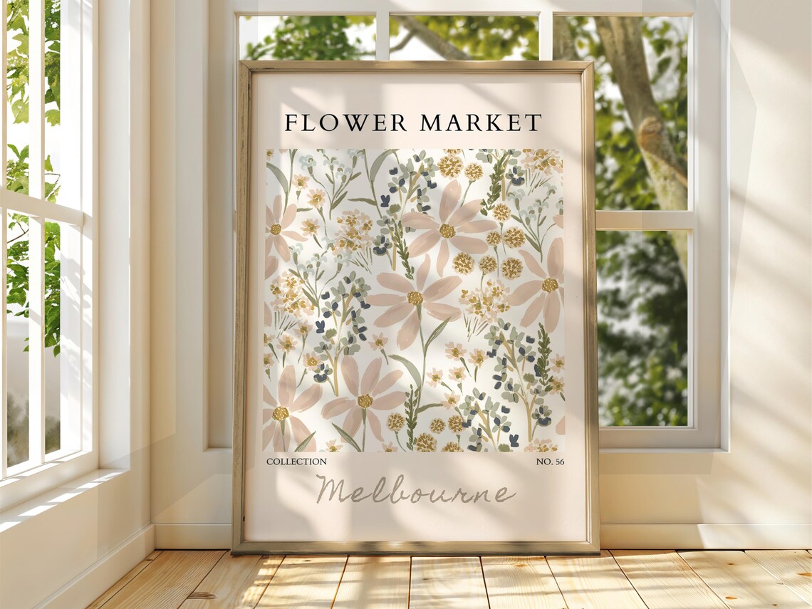 Flower Market Melbourne Blush Daisy Watercolor Botanical Print No 56