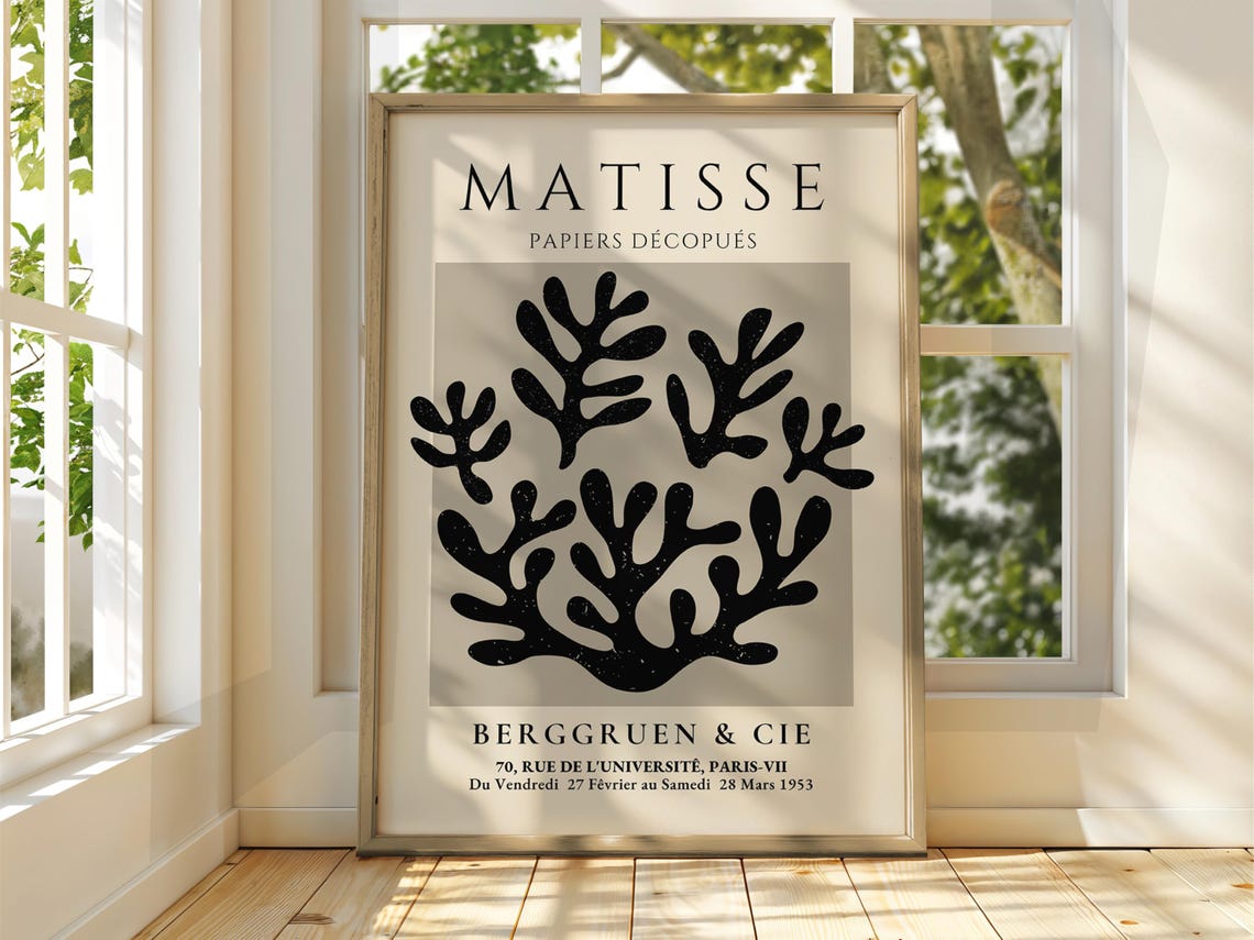 Henri Matisse Papiers Decoupes 1953 Black Coral Exhibition Poster
