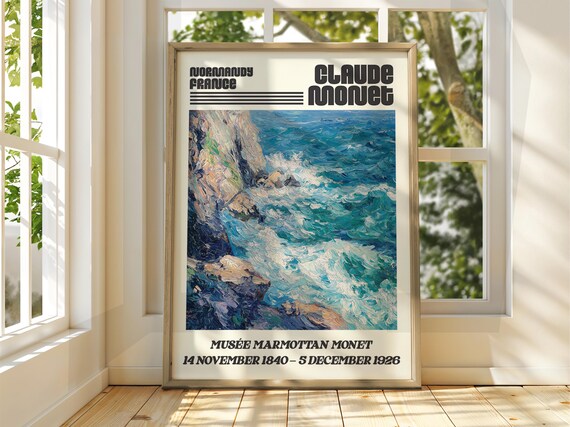 Claude Monet Normandy Coast Crashing Waves Seascape Exhibition Poster