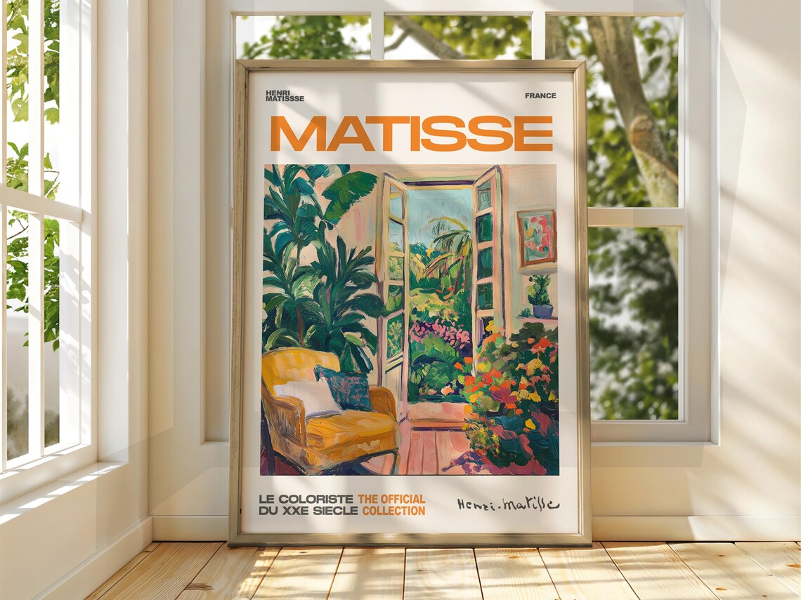 Henri Matisse Style Cozy Room Garden View Exhibition Poster Yellow