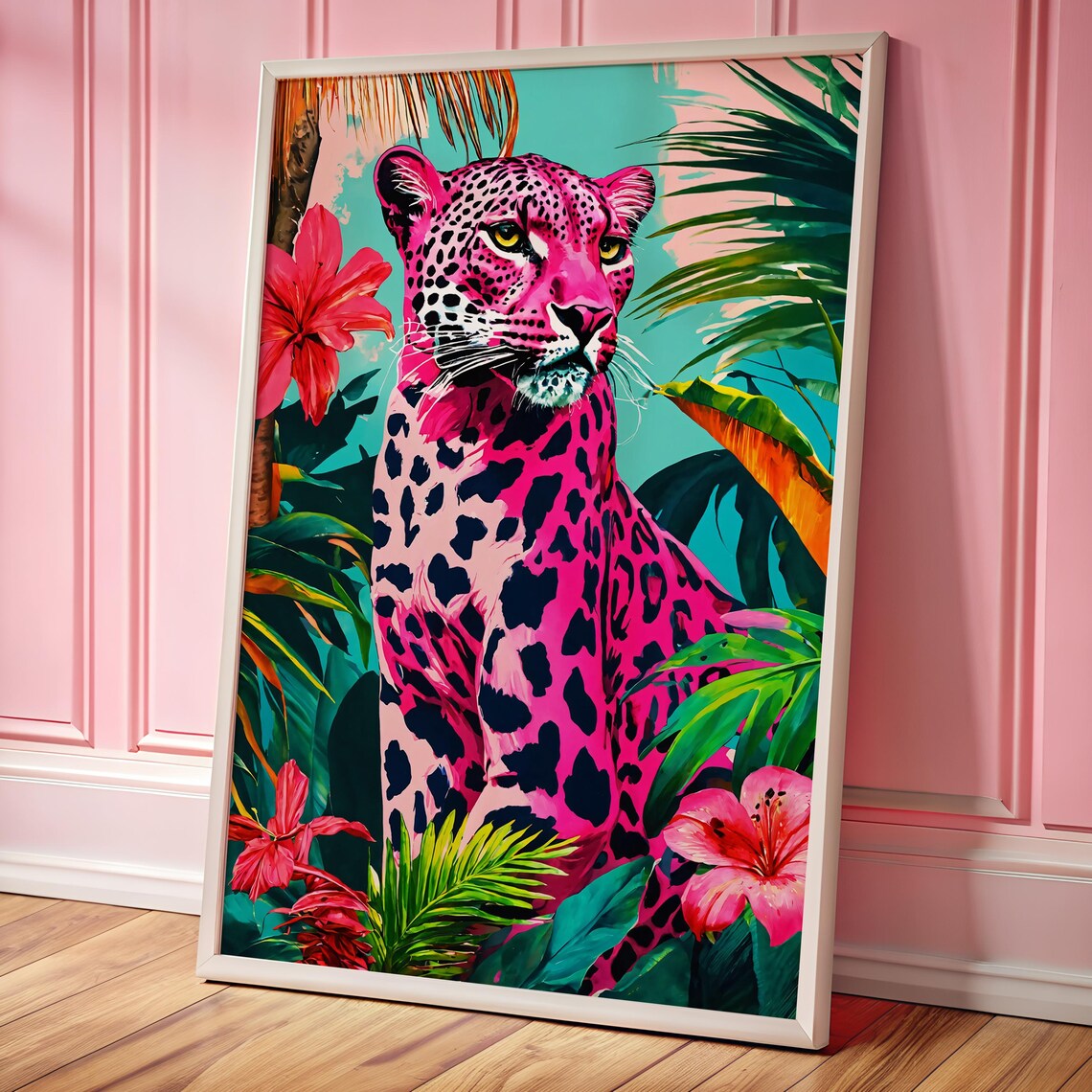 Pink Leopard Tropical Jungle Pop Art Poster - Image 5