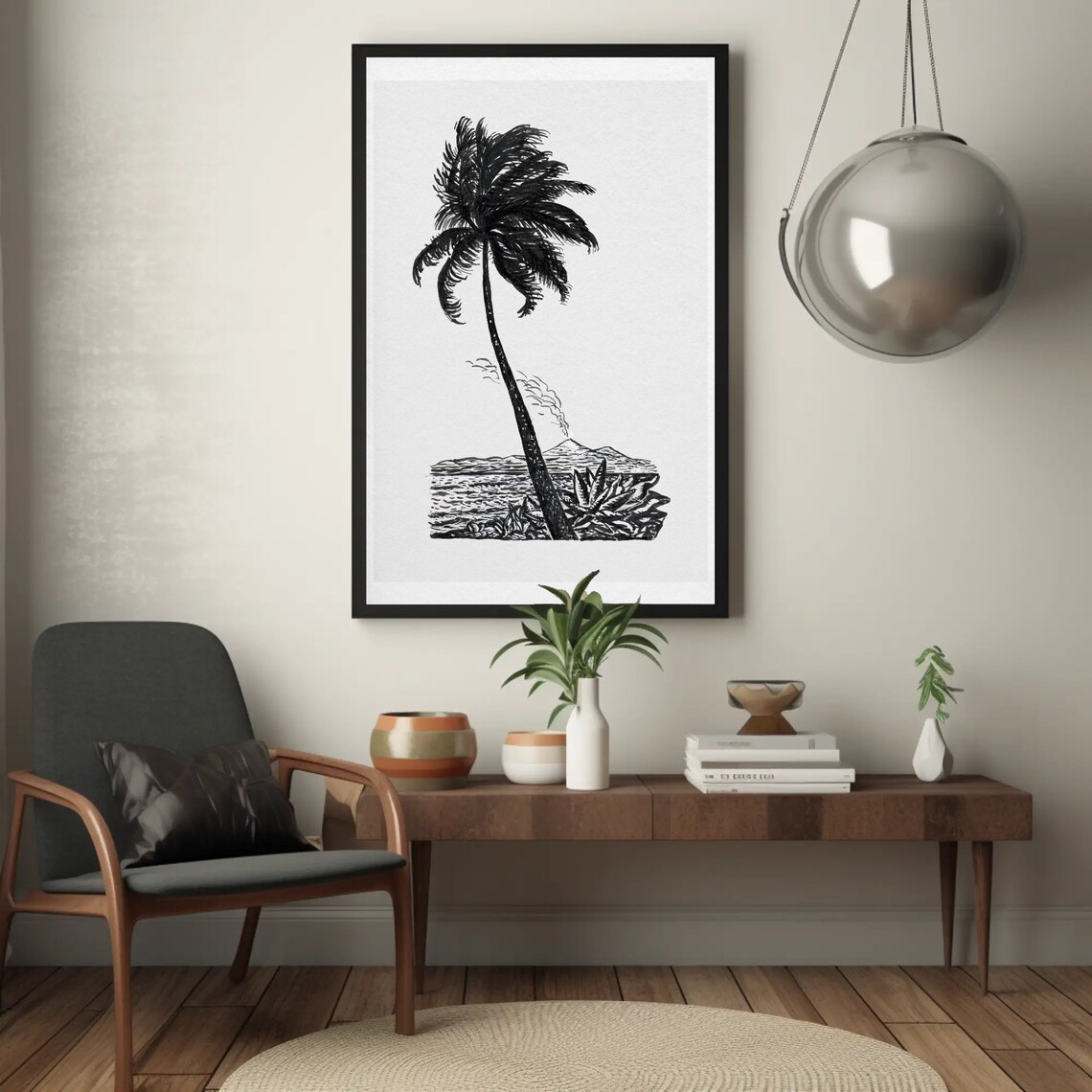 Vintage Palm Tree Art Print, Tropical Island Decor - Image 3