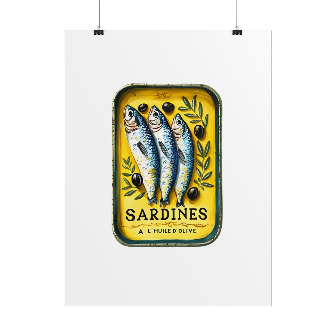 Minimalist Sardine Tin Art Print, Retro Seafood Decor - Image 2