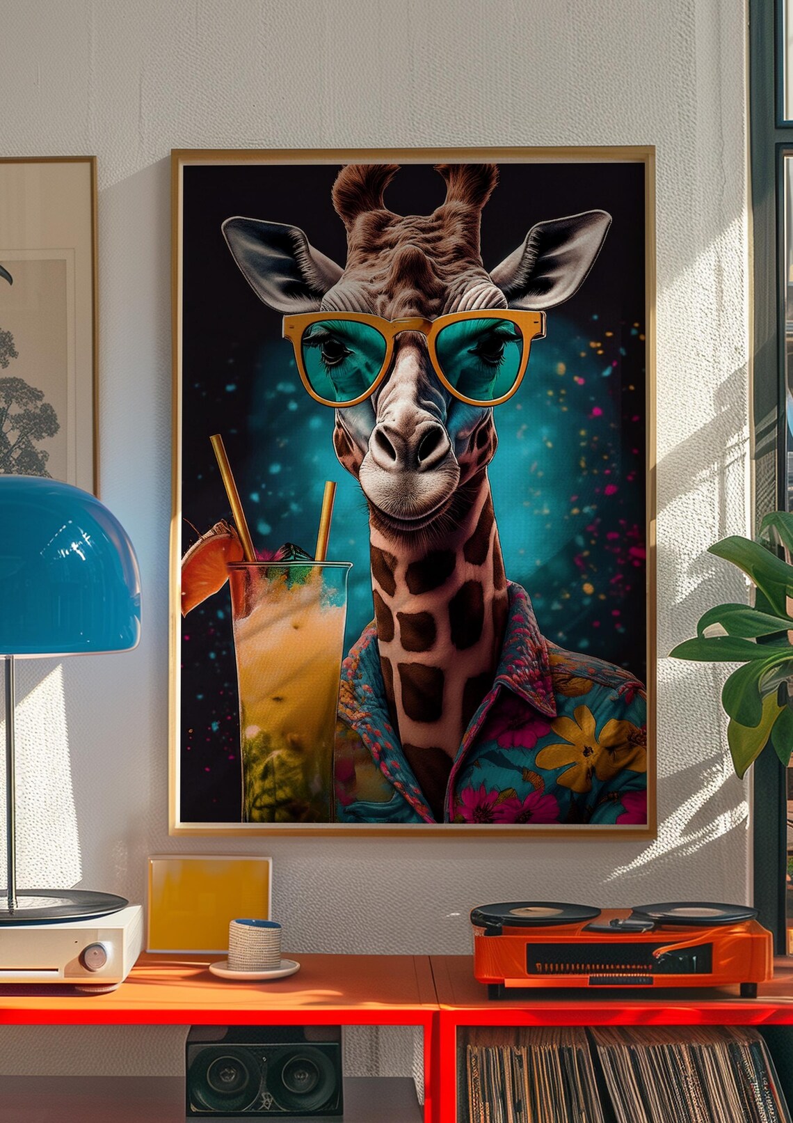Funky Giraffe Pop Art Poster, Retro Safari Decor - Image 2