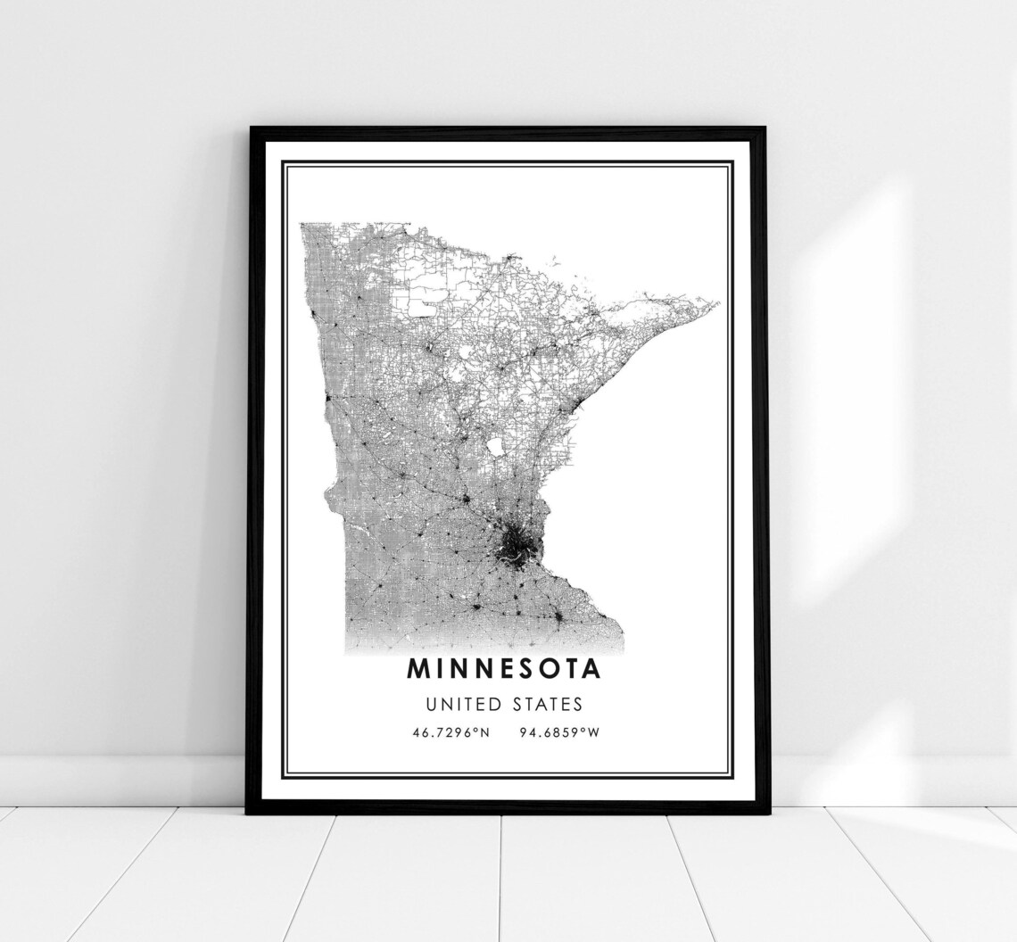 Minnesota United States Map Travel Poster