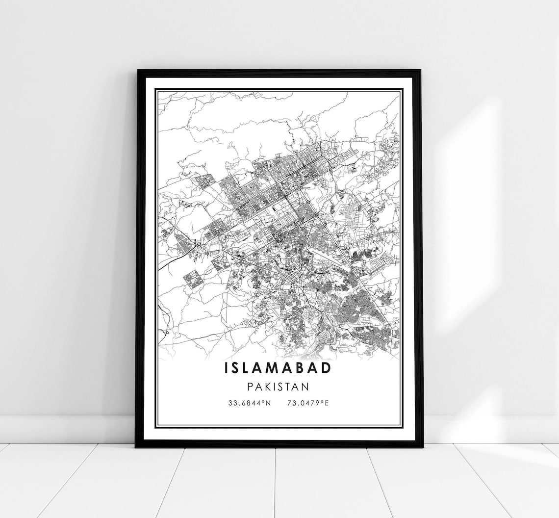 Islamabad Map Print, Pakistan City Travel Poster