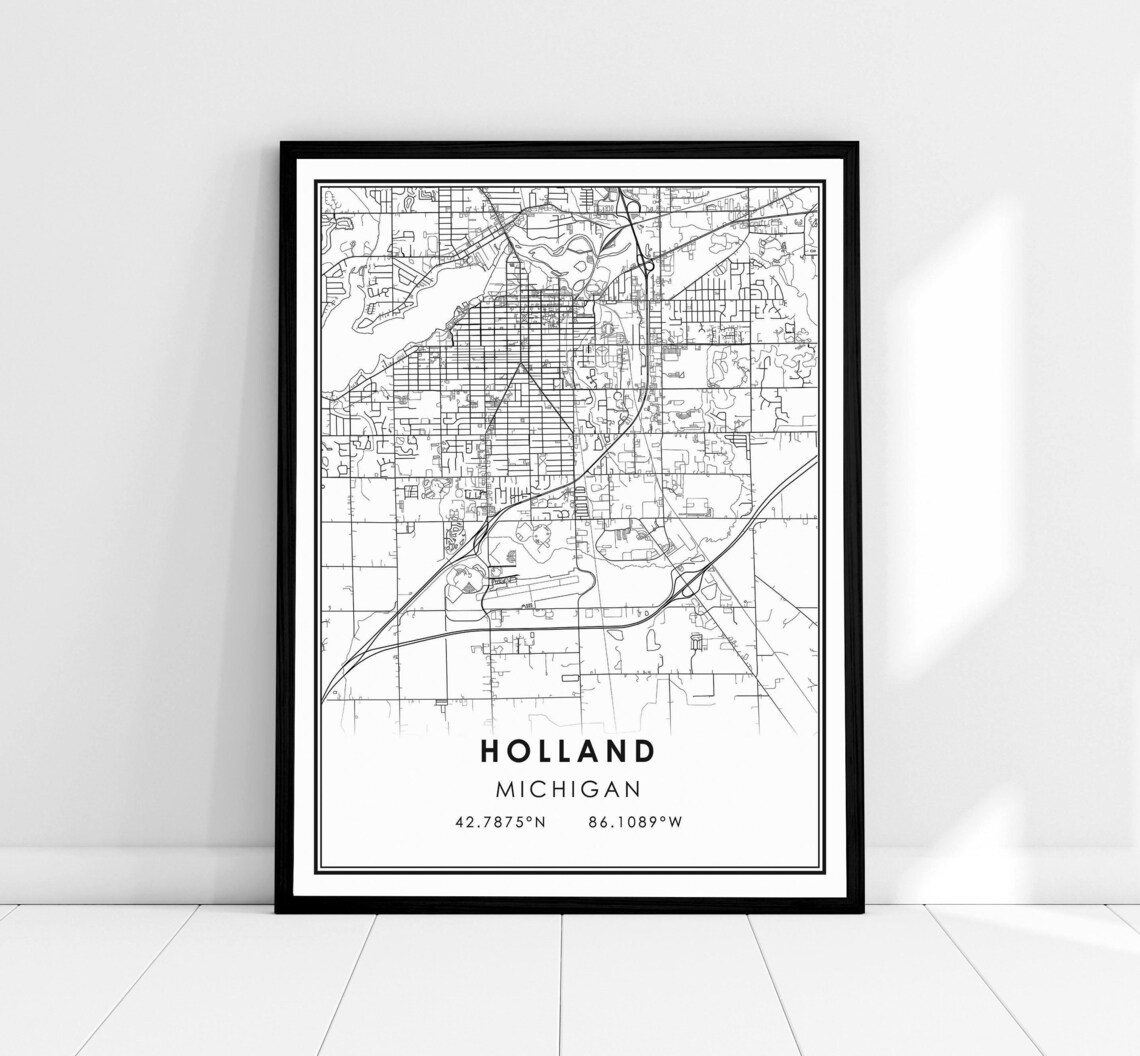 Holland Michigan Map Print, Travel Poster