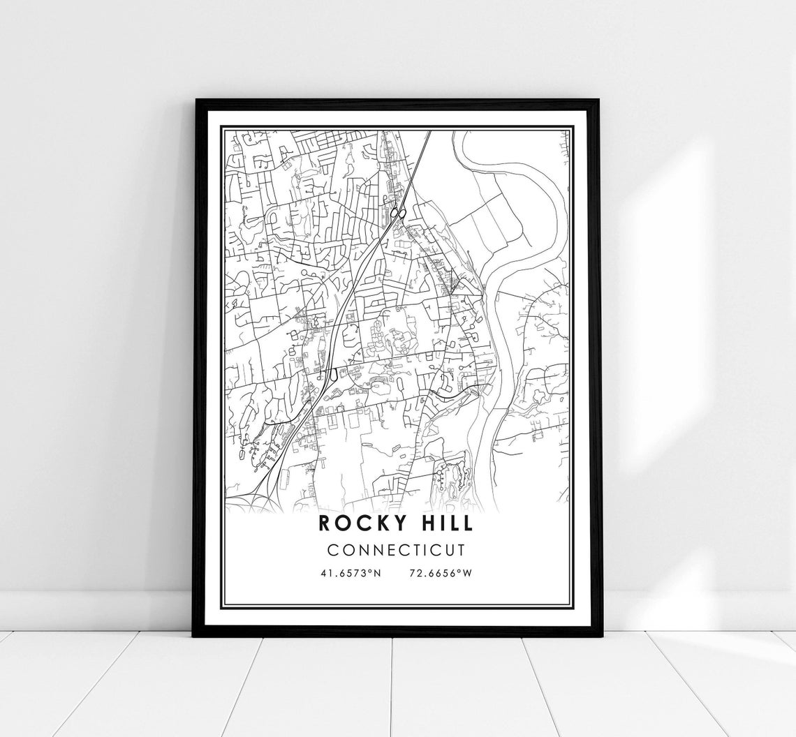 Rocky Hill Connecticut Minimalist City Street Map Modern Line Poster