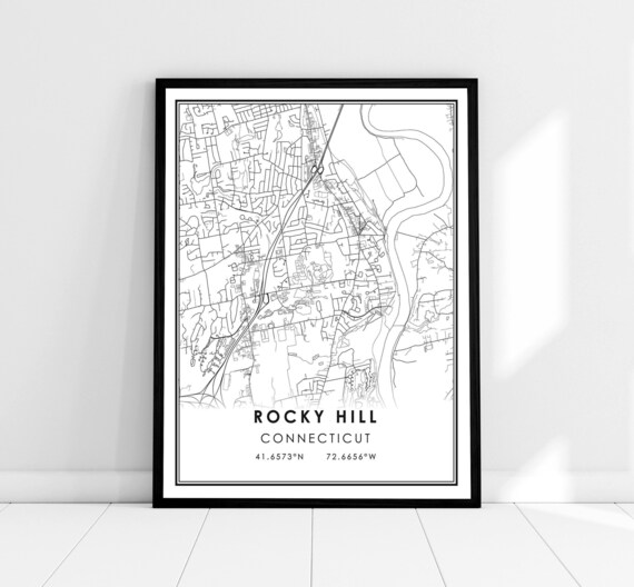 Rocky Hill Connecticut Minimalist City Street Map Modern Line Poster