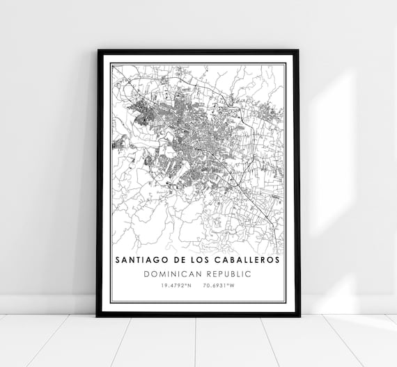 Santiago De Los Caballeros Map Travel Poster