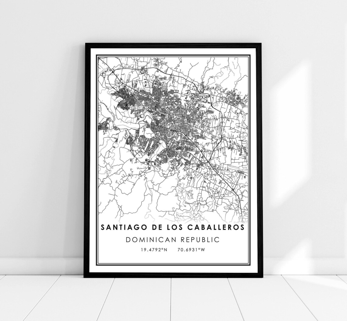 Santiago De Los Caballeros Map Travel Poster