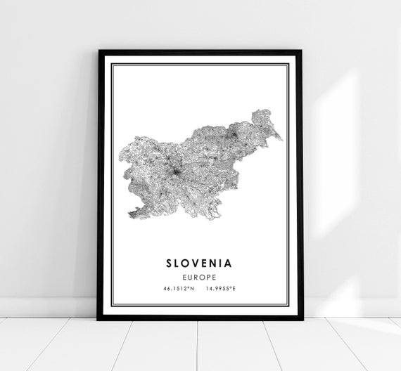 Slovenia Country Map Art Print Poster