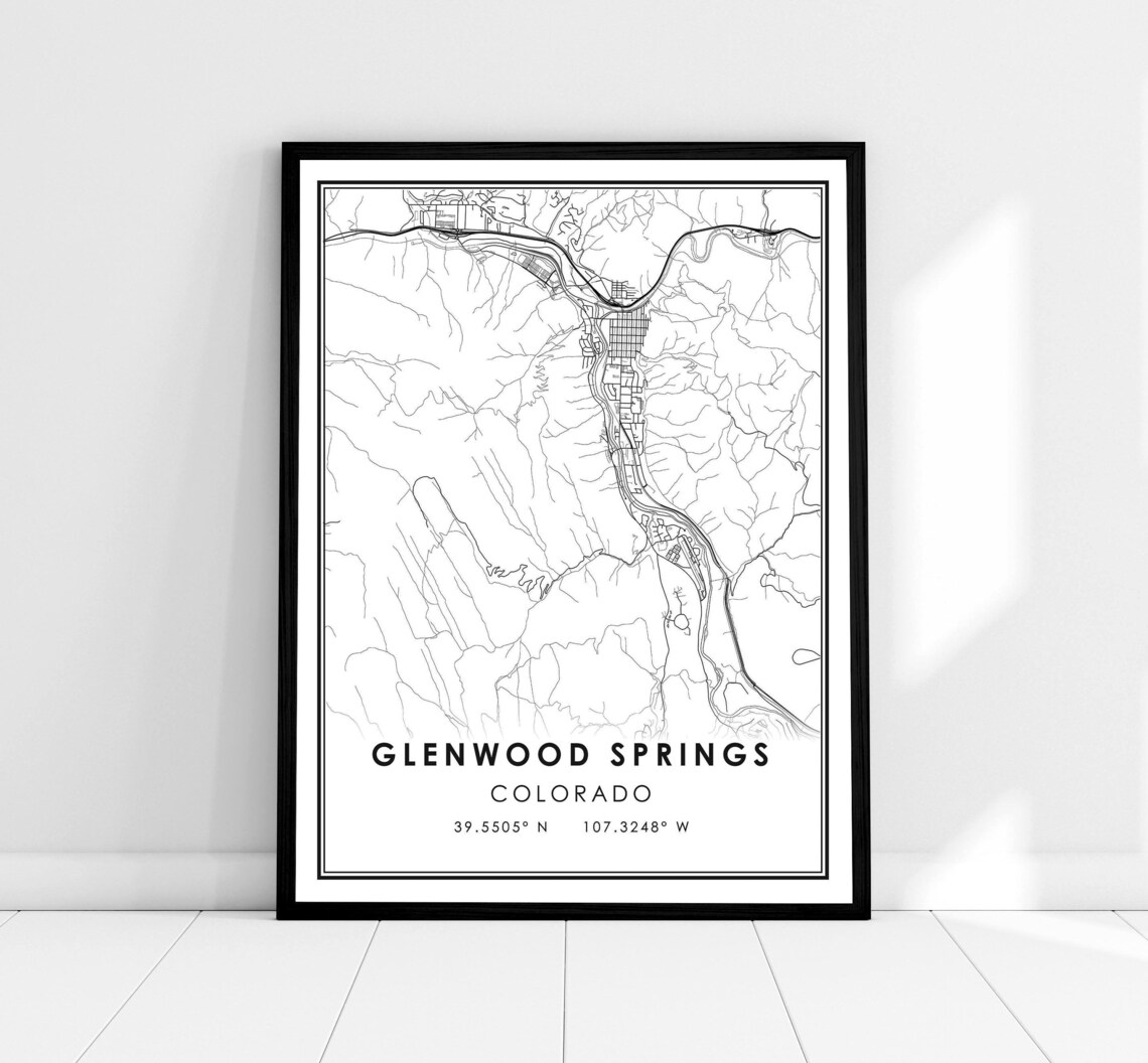 Glenwood Springs Map Art Print, Colorado City