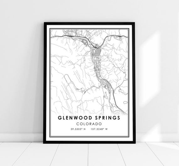Glenwood Springs Map Art Print, Colorado City