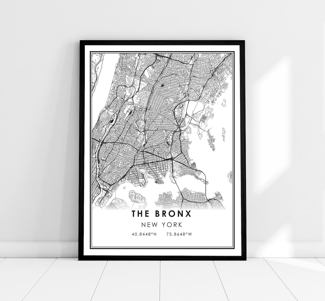The Bronx Map Print, New York City Travel Poster