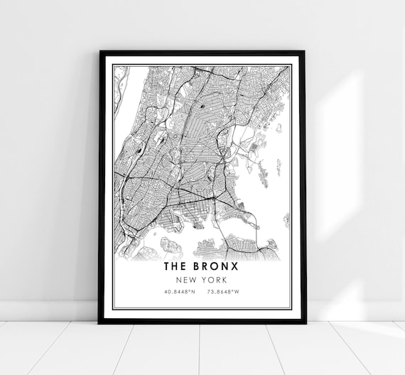 The Bronx Map Print, New York City Travel Poster