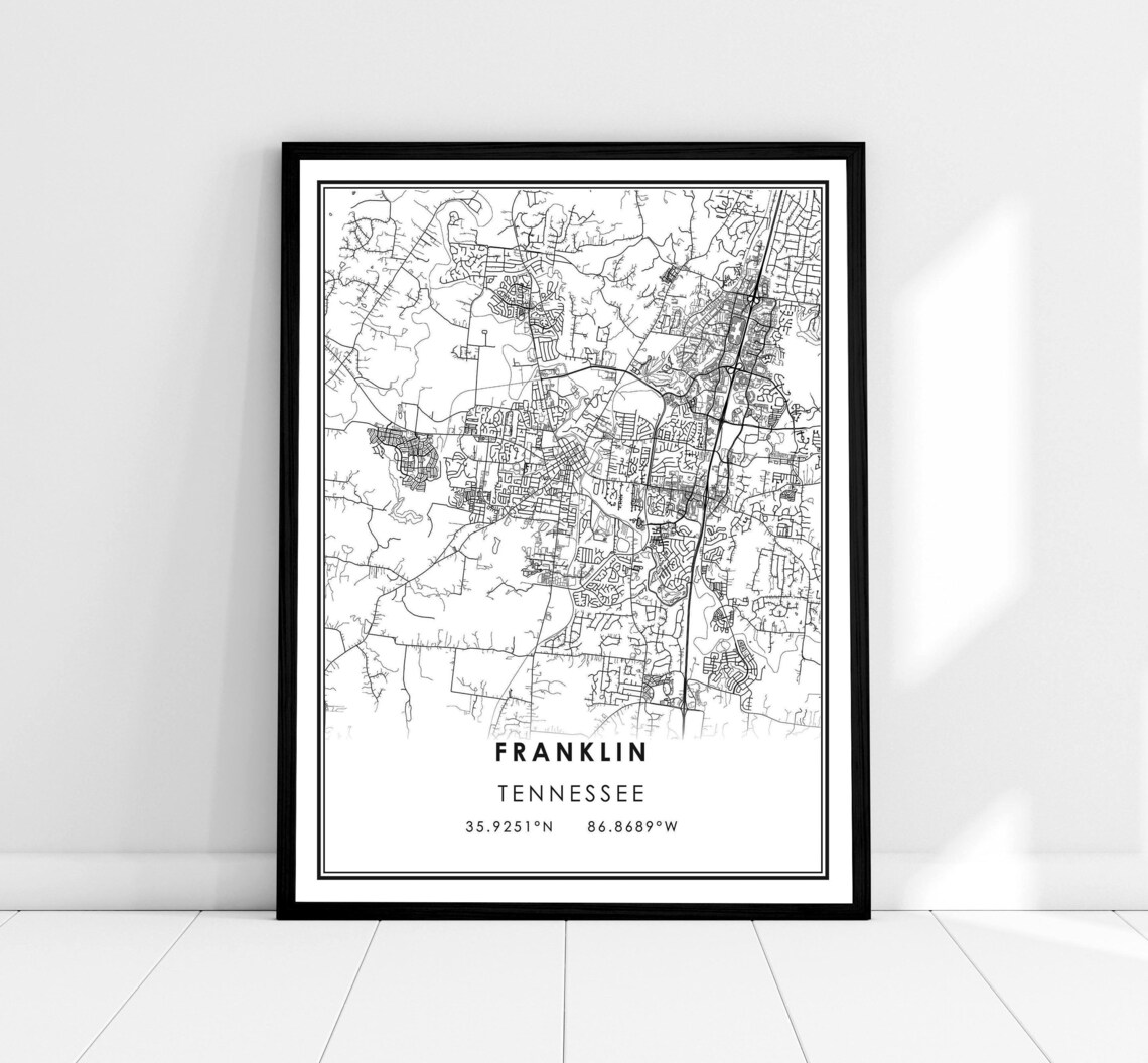 Franklin Map Print Poster, Tennessee City