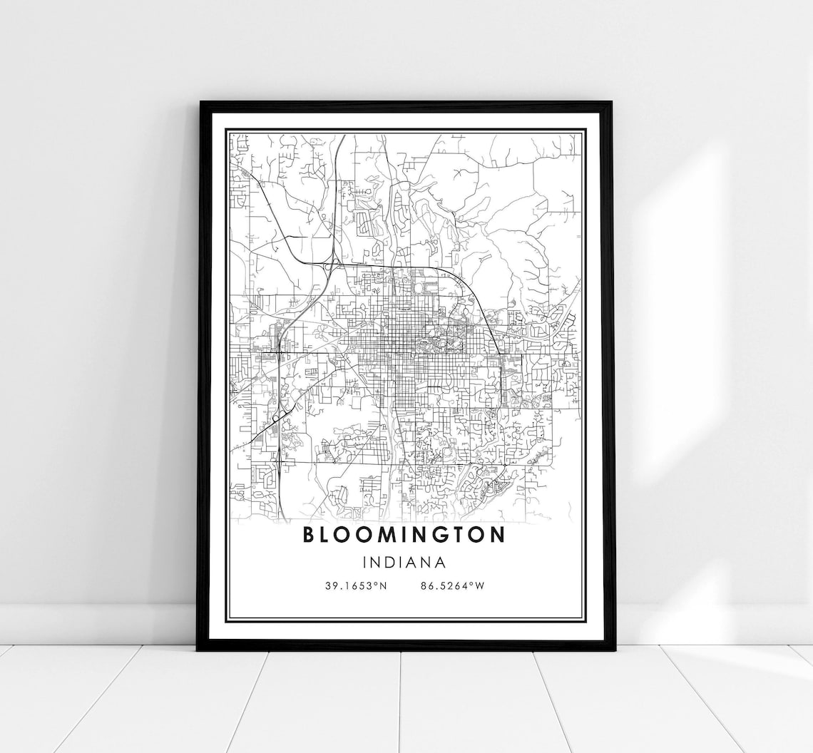 Bloomington Map Poster Print, Indiana City