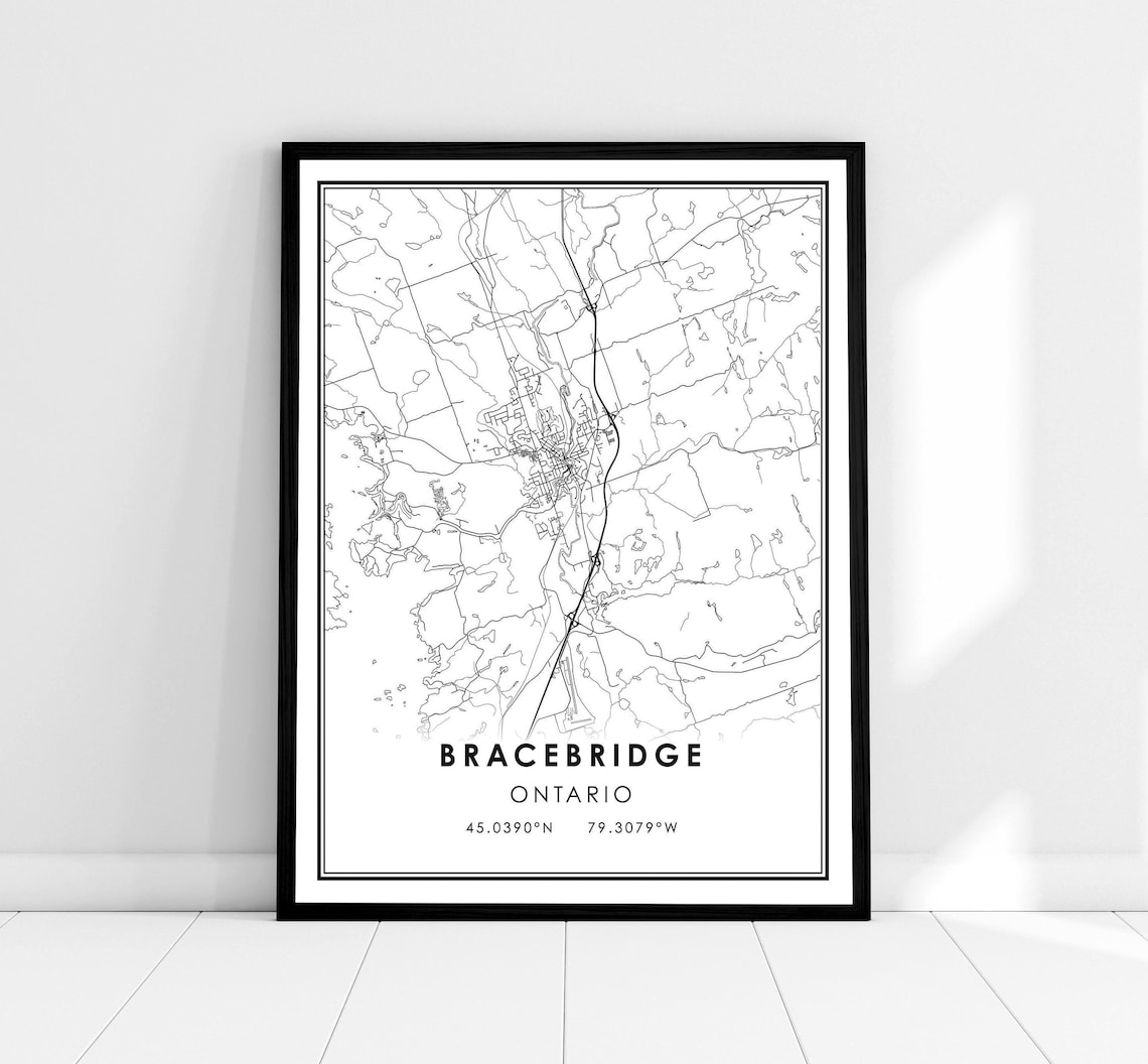Bracebridge Map Print, Ontario City Travel Poster