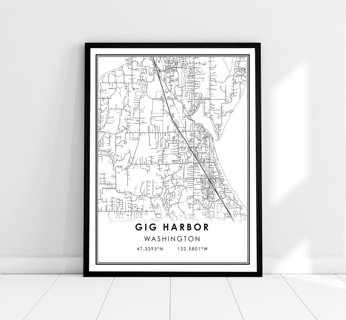 Gig Harbor Washington Minimalist City Map Art Poster Coordinates