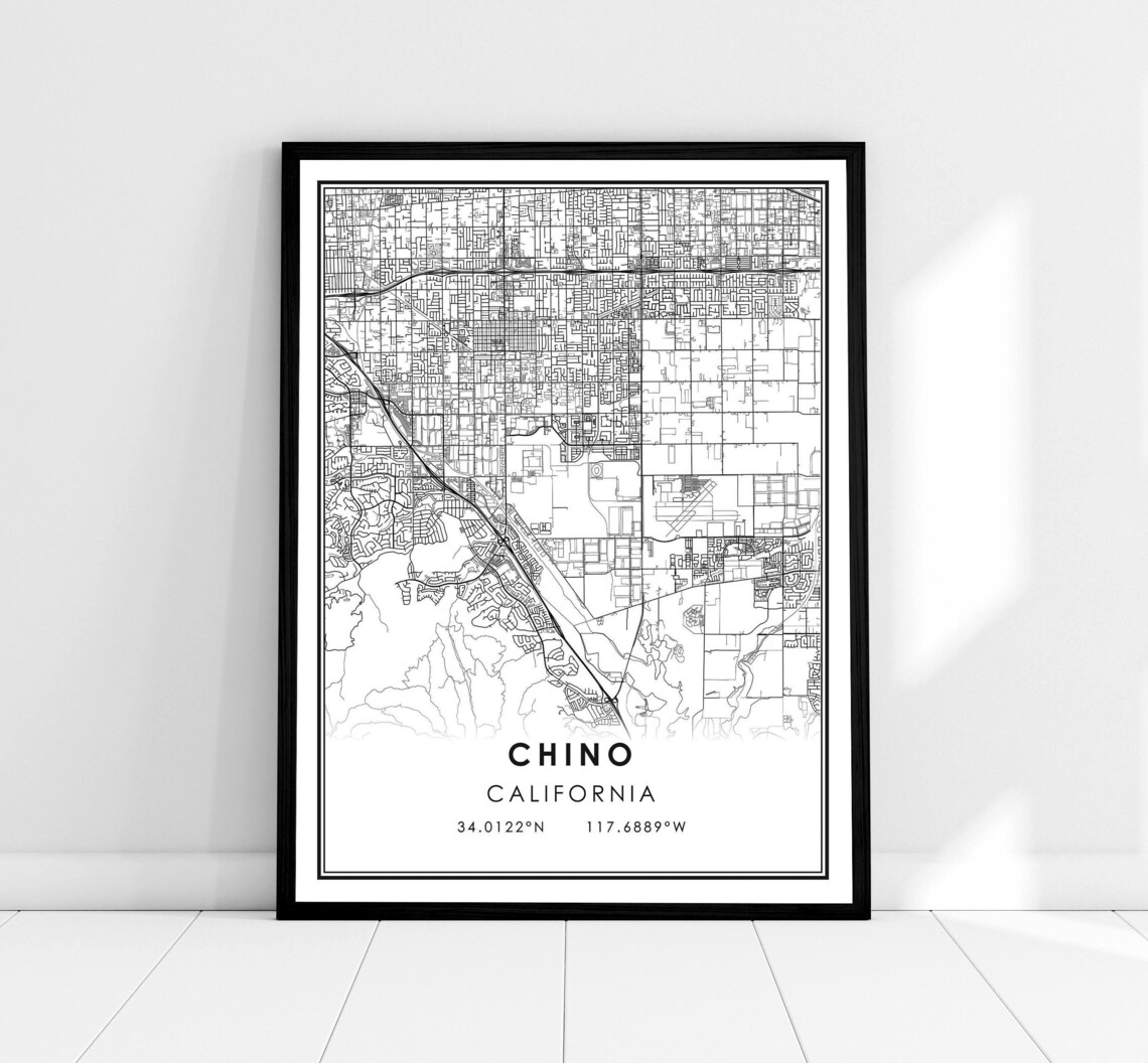 Chino Map Travel Poster, Street City View