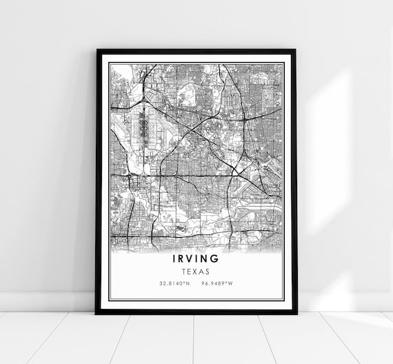 Irving Texas Minimalist Street Map Line Art Home Decor Poster