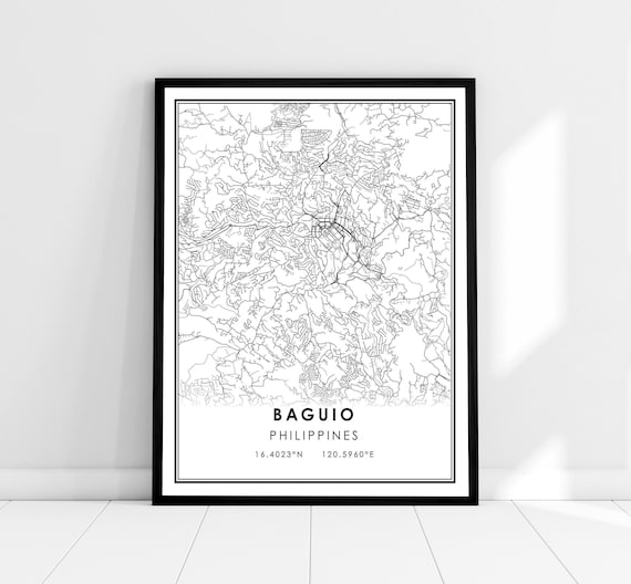 Baguio Philippines City Street Map Minimalist Coordinates Poster