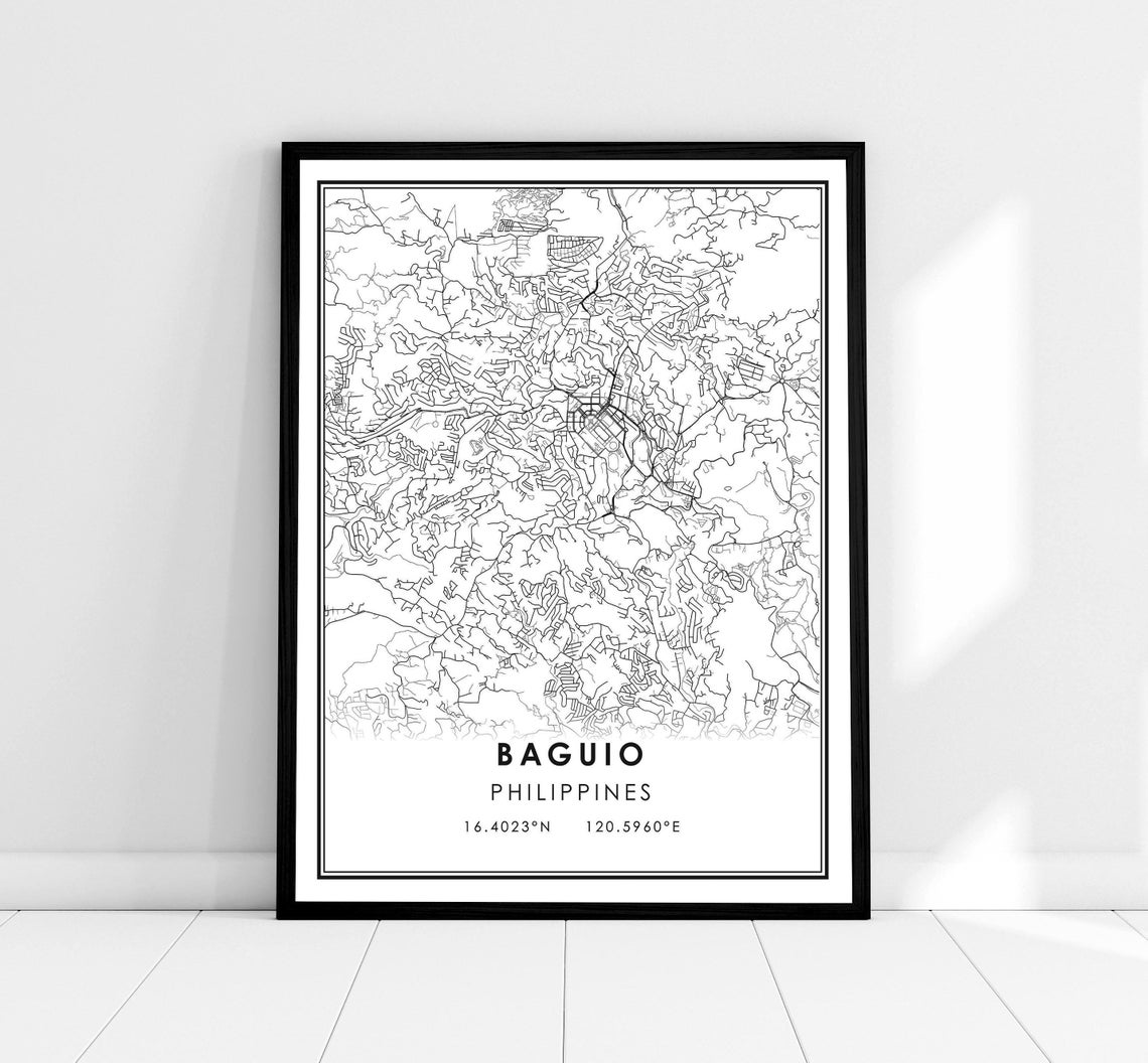 Baguio Philippines City Street Map Minimalist Coordinates Poster