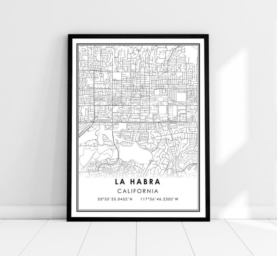 La Habra Map Print, City Travel Poster
