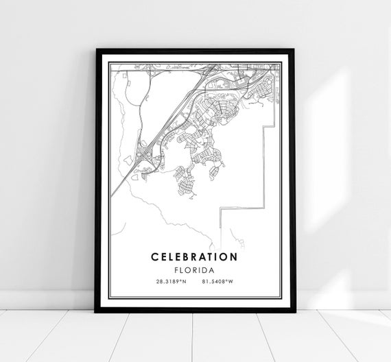 Florida City Celebration Map Art Print