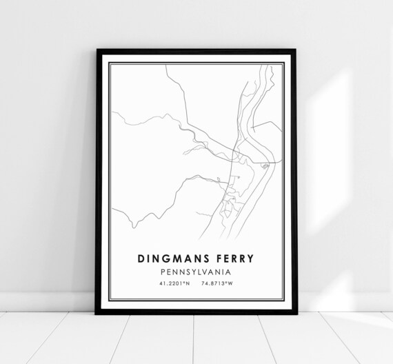Dingmans Ferry Pennsylvania Minimalist Town Map Line Art Poster