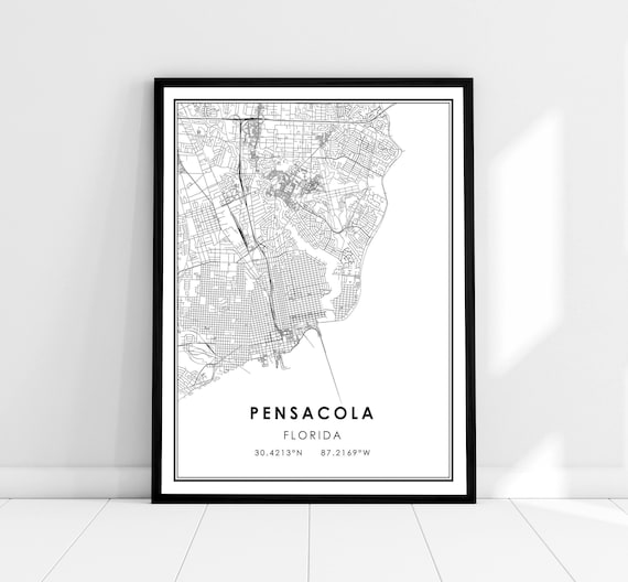 Pensacola Map Travel Poster, Florida City