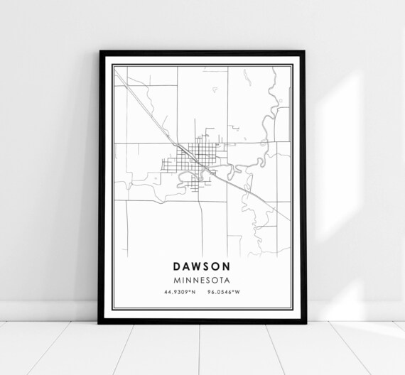 Dawson Minnesota Small Town Minimalist City Map Line Art Poster