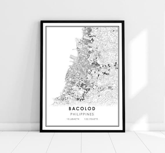 Bacolod Philippines City Map Poster Minimalist Street Layout Artwork