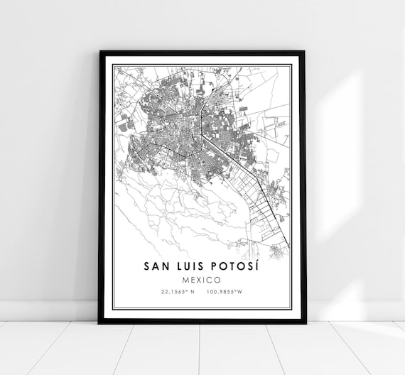 San Luis Potosi Map Travel Poster, Mexico