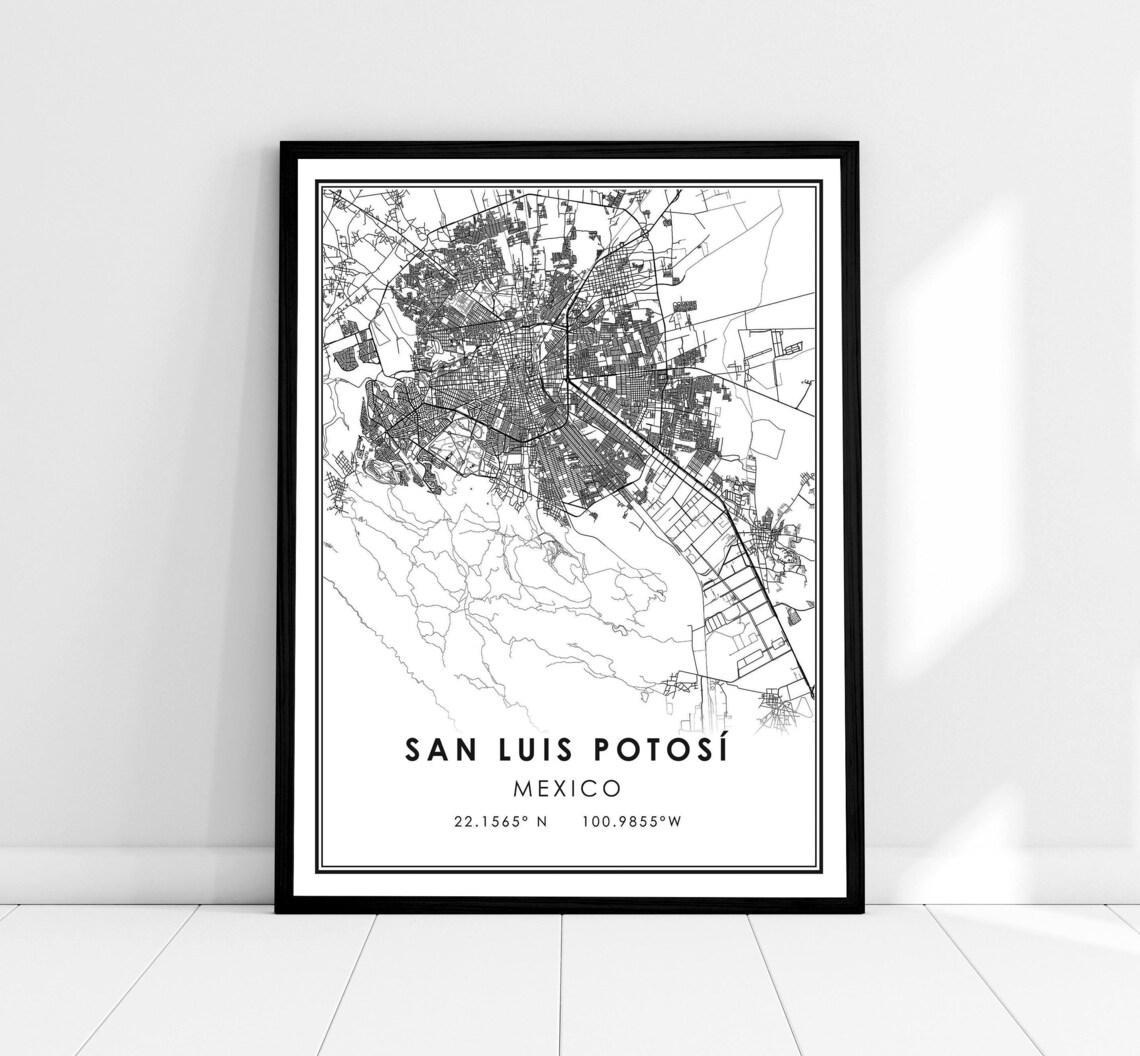 San Luis Potosi Map Travel Poster, Mexico