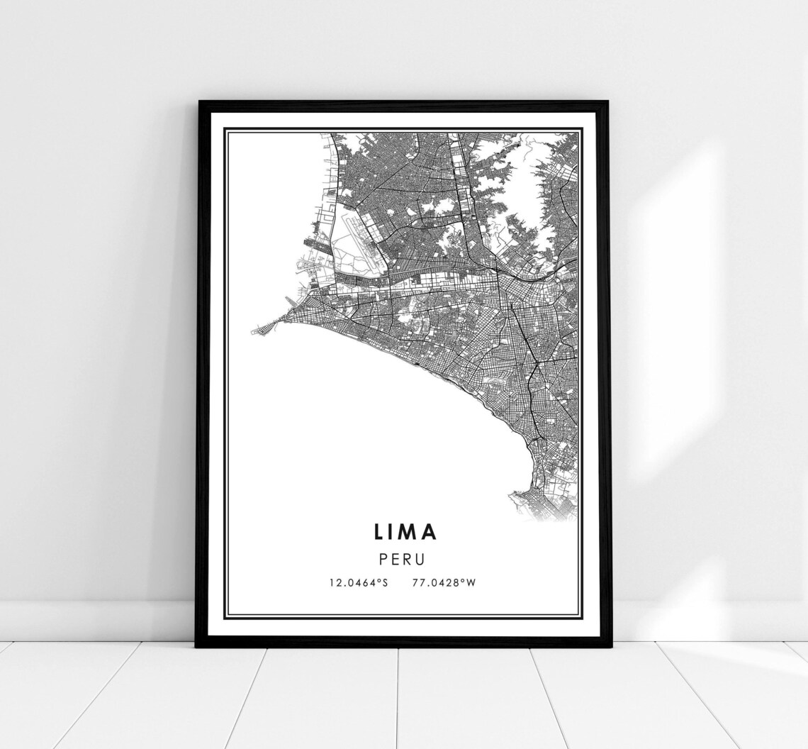 Lima Map Print Poster, Peru City Travel Art
