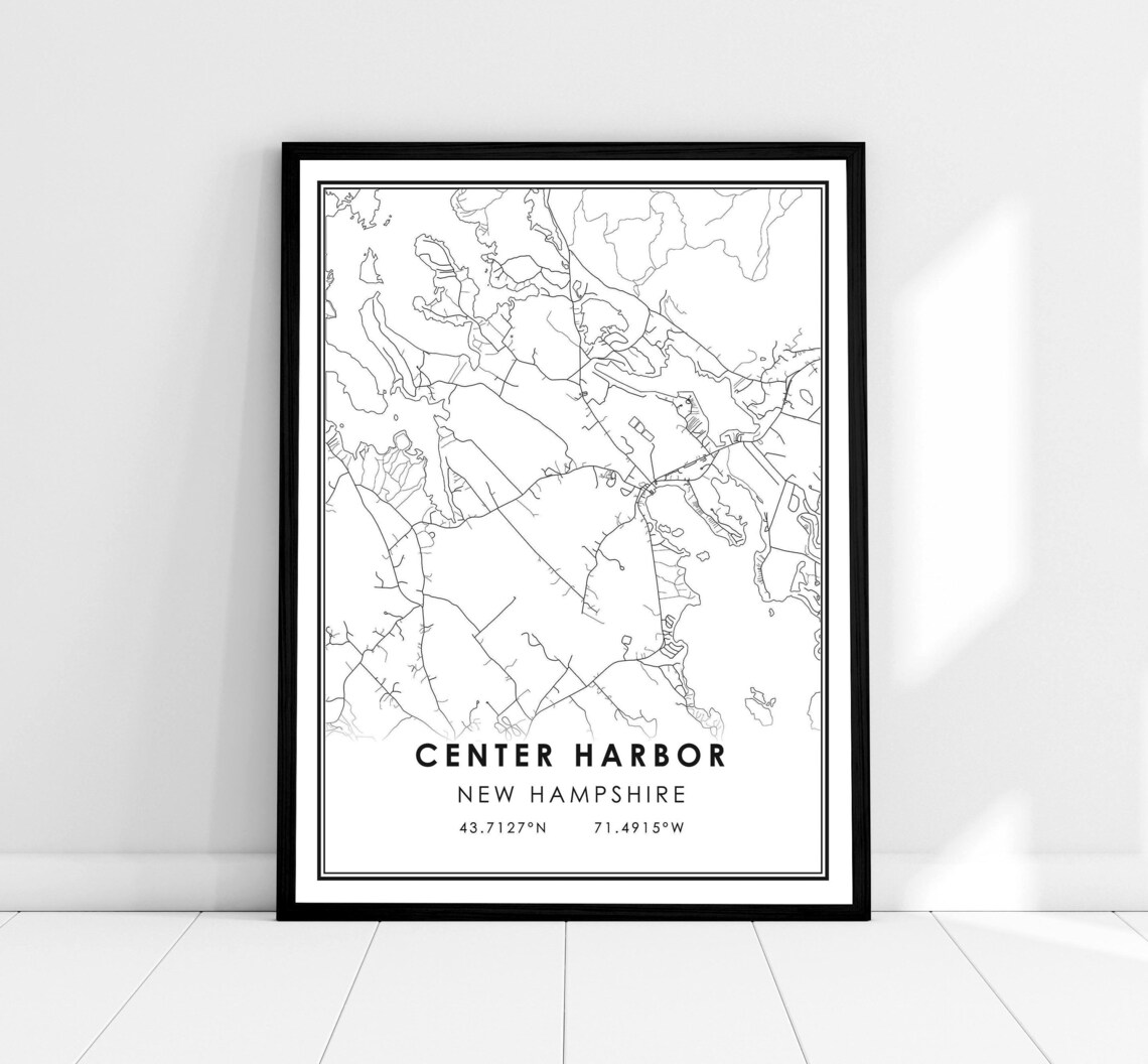 Center Harbor Map Print, New Hampshire Travel Poster