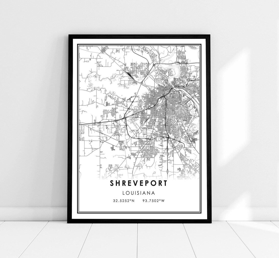 Shreveport Map Print, Louisiana City Travel Poster
