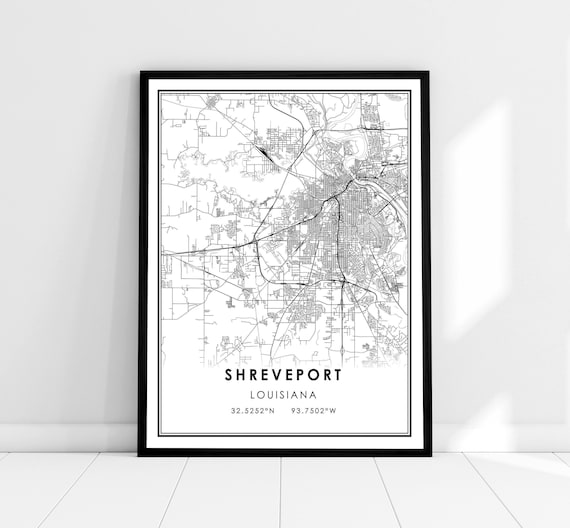 Shreveport Map Print, Louisiana City Travel Poster