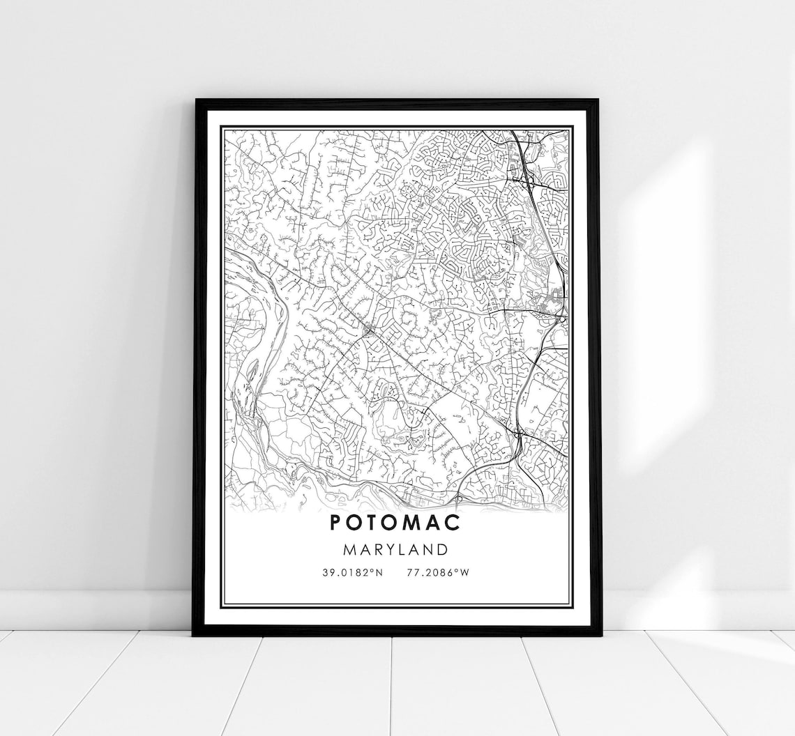 Potomac Map Poster Print, Maryland City Map
