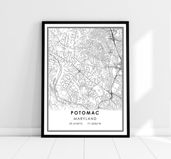 Potomac Map Poster Print, Maryland City Map