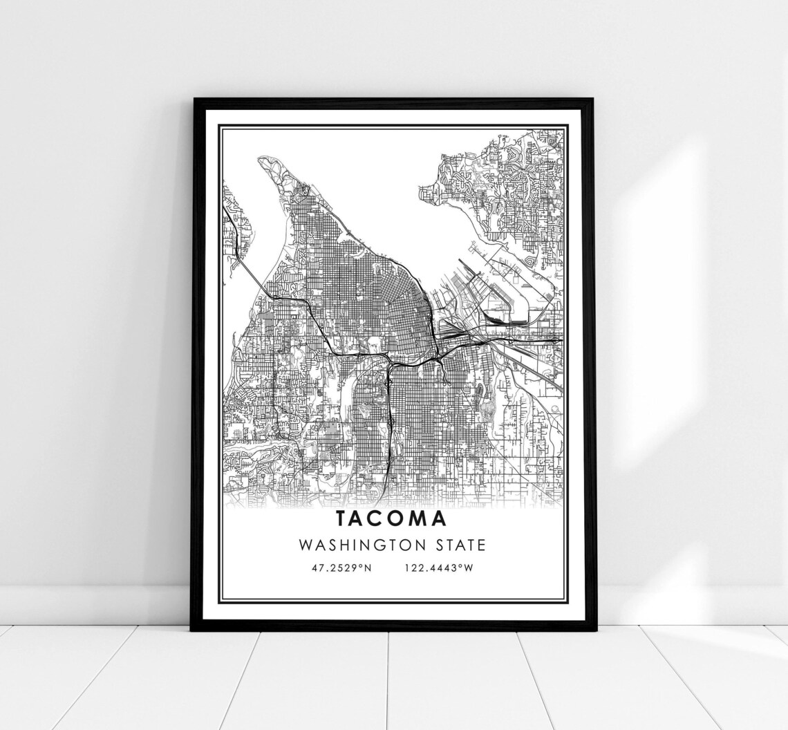 Tacoma Map Print, Washington City Travel Poster