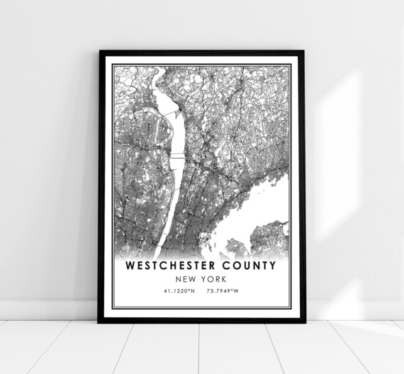 Westchester County New York Minimalist Street Map Coordinates Poster