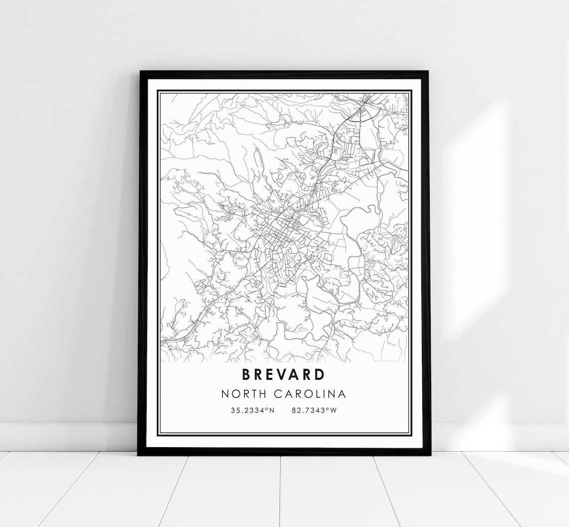 Brevard Map Print, Modern North Carolina City Art