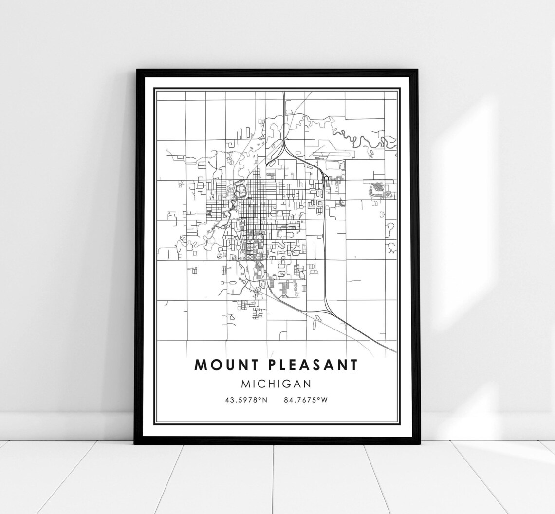 Mount Pleasant Map Print, Michigan Travel Poster