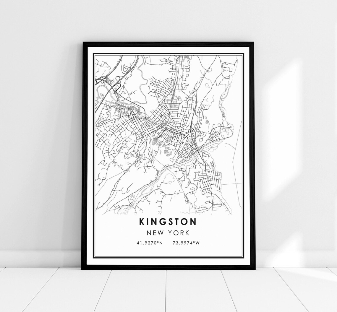 Kingston New York Map Poster, City Travel Art Print