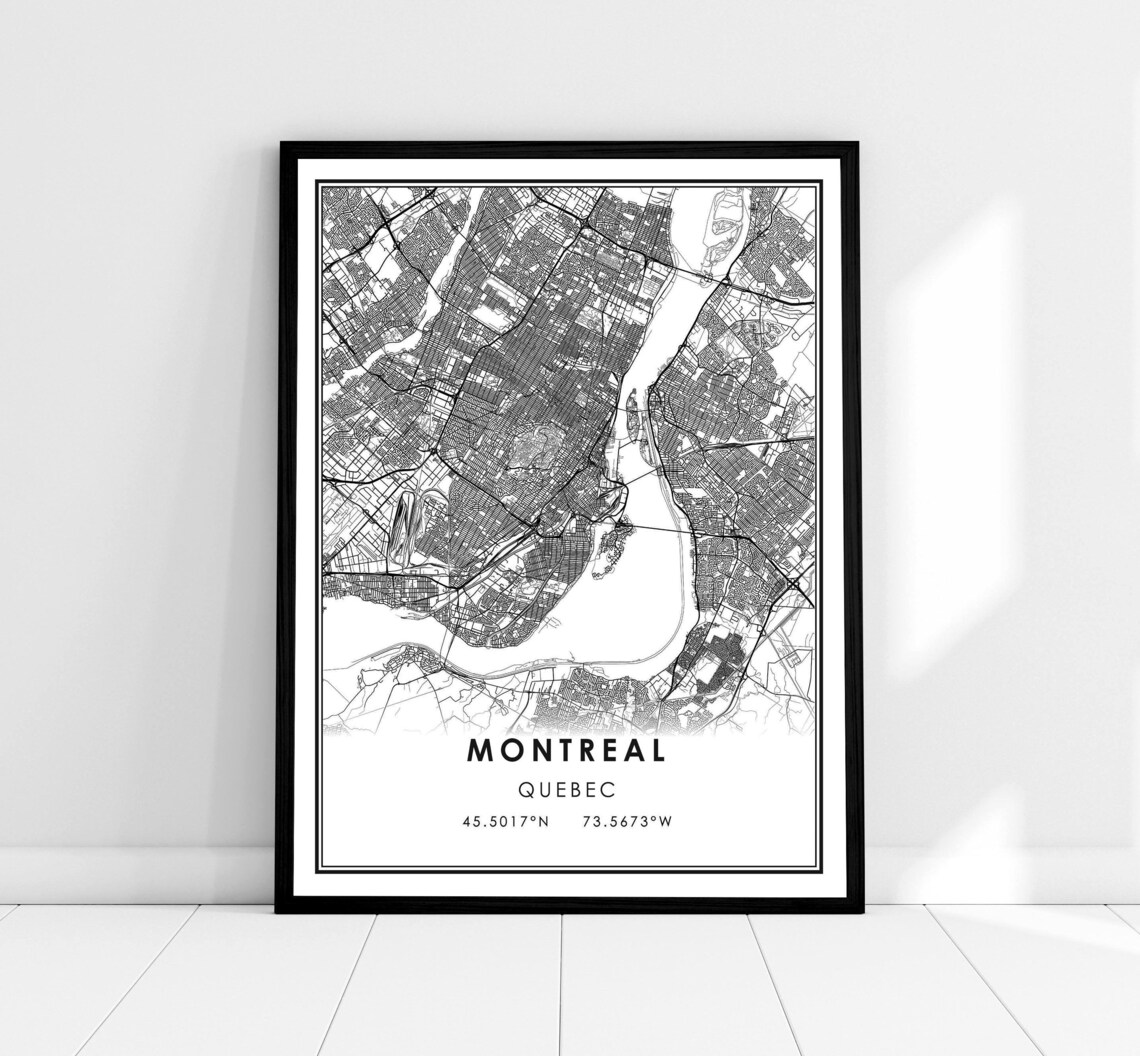 Montreal Map Travel Poster, City Wall Art Print