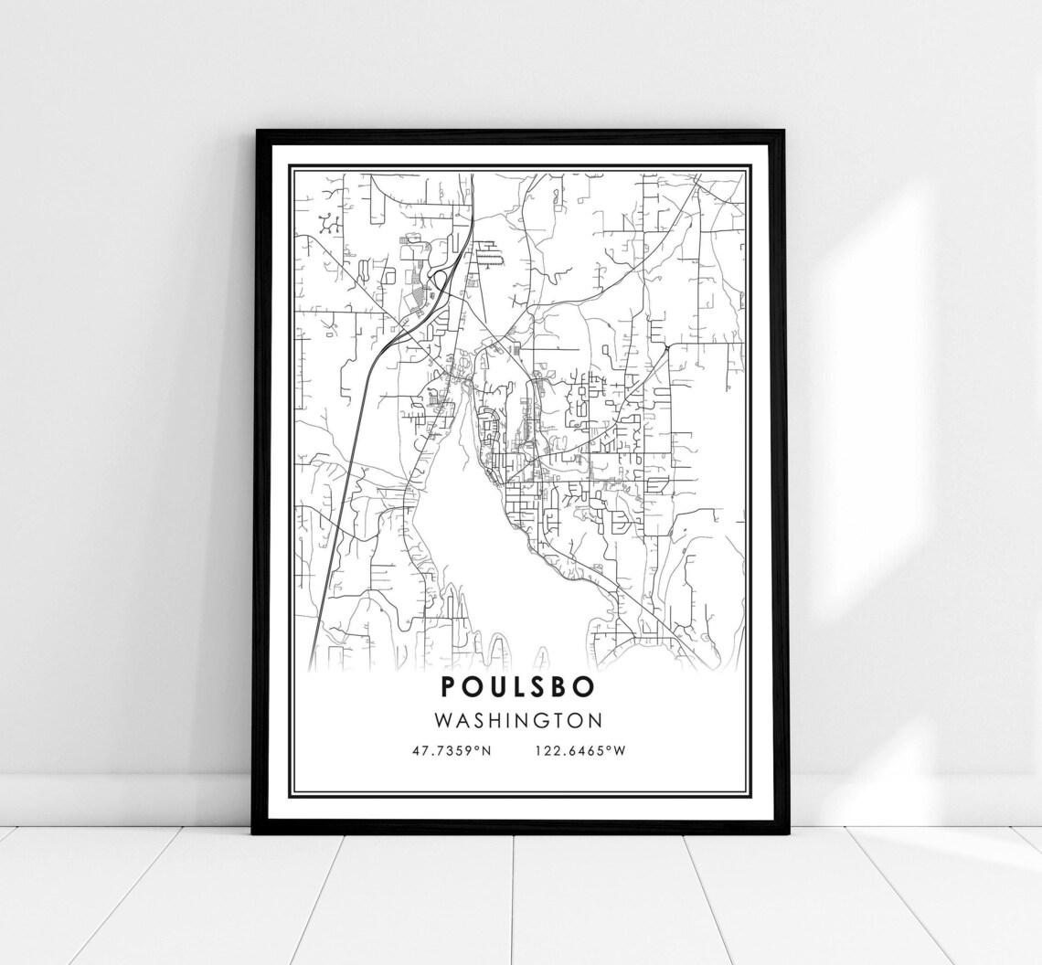 Poulsbo Map Print, Washington City Travel Poster