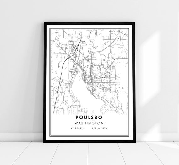 Poulsbo Map Print, Washington City Travel Poster